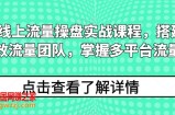 2024线上流量操盘实战课程，搭建高人效流量团队，掌握多平台流量