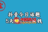 宝哥·风向标发现金矿，抖音今日话题玩法，5天赚2000块钱【拆解】