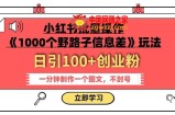 小红书批量操作《1000个野路子信息差》玩法，一分钟制作一个图文，不封号，日引100+创业粉