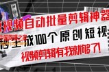 短视频全自动一键剪辑视频：一秒生成100个原创视频(软件+视频)