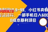 一单利润19.9-99，小红书卖教资考试资料，一部手机日入600（揭秘）