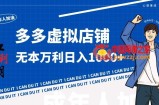 拼多多超神玩法！虚拟店铺无本入局日收1000+，不需要发货，不需要售后【揭秘】