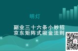 明灯副业三十六条小妙招之第九招京东矩阵式吸金法则
