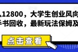 月入12800，学生创业方向标，二手书回收，全新游戏玩法家庭保姆及教学
