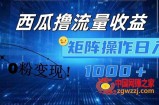 西瓜视频撸流量，简单上手，0粉变现矩阵操作，日入1000+【揭秘】