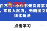 小红书无货源第五版，零投入起店，无脑图文精细化玩法
