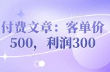付费文章：客单价500，利润300
