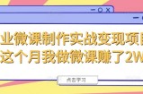 商业服务微视频制作实战演练转现新项目，这一月我自己做微课程挣了2W