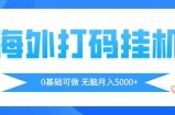 海外打码平挂机项目，全自动撸美金，无脑月入5000+