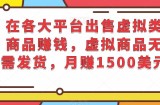在各大平台出售虚拟类商品赚钱，虚拟商品无需发货，月赚1500美元