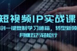 短视频IP实战课，独创一键复制学习秘籍，转战新领域，月赚五万轻松行
