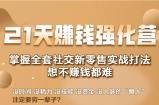 21天赚钱强化营，掌握全套社交新零售实战打法，赚回N倍学员
