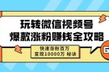 玩转微信视频号爆款涨粉赚钱全攻略，快速涨粉百万变现万元秘诀