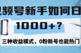 视频号新手如何日入1k？三种收益模式，0粉新号也能热门