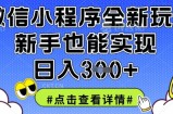 微信小程序全新玩法，新手也能实现日入3张【揭秘】