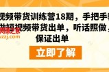 短视频带货训练营18期，手把手教你做短视频带货出单，听话照做，保证出单