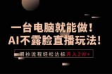 一台电脑就能做！AI不露脸直播玩法，照抄流程轻松达标月入2W+