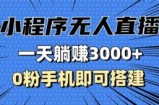 （13326期）抖音小程序无人直播，一天躺赚3000+，0粉手机可搭建，不违规不限流，小...