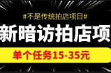 【信息差项目】最新暗访拍店项目，单个任务15-35元（不是传统拍店项目）