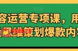 内容运营专项课，用流量思维策划爆款内容