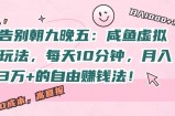 告别朝九晚五：咸鱼虚拟玩法，每天10分钟，月入过W的自由赚钱法!