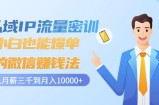 私域IP流量密训：小白也能爆单的微信赚钱法，从月薪三千到月入10000+