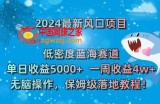 2024最新风口项目，低密度蓝海赛道，单日收益5000+，一周收益4w+！【揭秘】