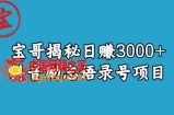 宝哥揭秘日赚3000+抖音励志语录号短视频变现项目