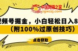 视频号掘金，小白轻松日入800+（附100%过原创技巧）【揭秘】