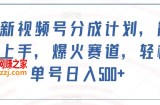 最新视频号分成计划，简单上手，爆火赛道，轻松单号日入500+