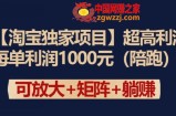【淘宝独家项目】超高利润：每单利润1000元【揭秘】