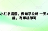 卡小红书漏洞，做知乎拉新 一天3张起，有手机即可
