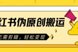 小红书的原创文章运送，不用视频剪辑，轻轻松松转现