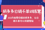 拼多多日销千单训练营，从0开始带你做好拼多多，让日销千单可以快速复制