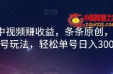 最新中视频赚收益，条条原创，暴力起号玩法，轻松单号日入300+【揭秘】