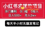 小红书求援助项目，冷门但暴利0门槛无脑发笔记日入500+月入2w可多号操作