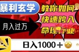 暴利玄学，教你如何快速跨入命理行业，日入1000＋月入过万