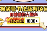 （7649期）微信视频号书法艺术蓝海项目，现阶段做的人非常少，总流量丰厚，转现简易，日入1000
