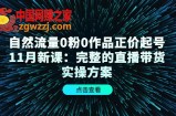 自然流量0粉0作品正价起号11月新课：完整的直播带货实操方案