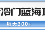 最新冷门蓝海项目，每天300+，纯干货分享【视频教程】
