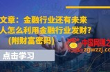 某付费文章：金融行业还有未来吗?普通人怎么利用金融行业发财?(附财富密码)
