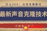 最新声音克隆技术，有手就行，自用变现都可，日入300+【揭秘】