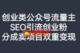 创业类公众号流量主，SEO引流创业粉，分成卖项目双重变现【揭秘】