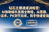 钻石主播速成训练营：AI协助娱乐直播全教程，从搭建、话术、PK到节目库，新手快速变强
