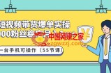 短视频带货爆单实操：1000粉丝稳定月入1w+一台手机可操作（55节课）