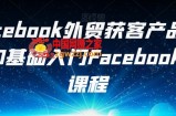 Facebook外贸获客产品出海，0基础入门Facebook营销课程