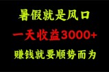 （11670期）一天收益3000+ 赚钱就是顺势而为，暑假就是风口