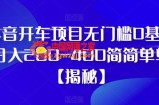 抖音开车项目，无门槛0基础日入200-400简简单单【揭秘】