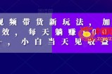 短视频带货新玩法，加个特效，每天躺赚1000+，小白当天见收益【揭秘】