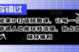 逆袭IP打造陪跑课，让每一个普通人也能玩转流量，抢占自媒体福利